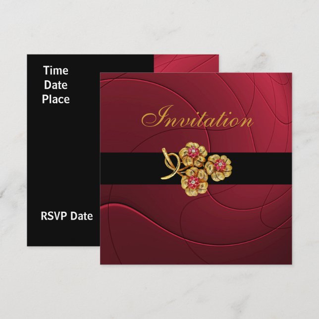 Invitation All Occasions Rich Red Print Jewel (Front/Back)