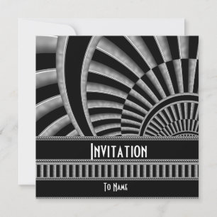 Invitation All Occasions Silver Black Art Deco