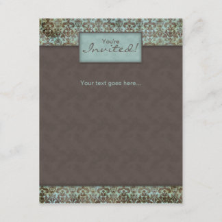 Invitation Announcement Damask Brown Turq 5