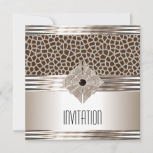 Invitation Art Deco Cream Beige Animal Print