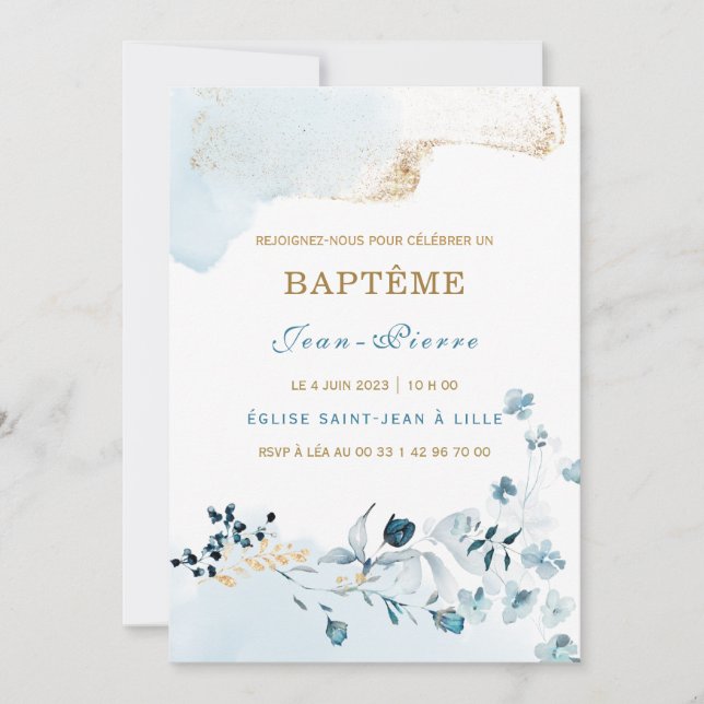 Invitation au baptême pour un garçon (Front)