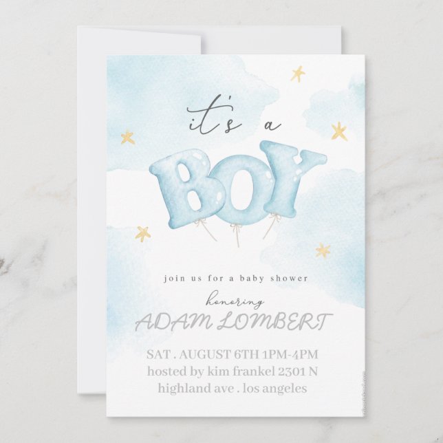 Invitation baby shower boy (Front)