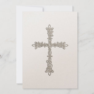 Invitation Baptism Silver Cross