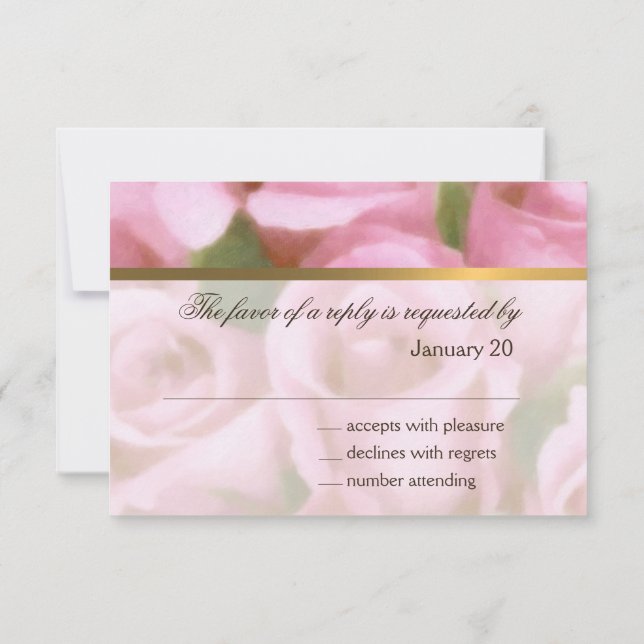Invitation Bat Mitzvah Pink Roses RSVP card (Back)
