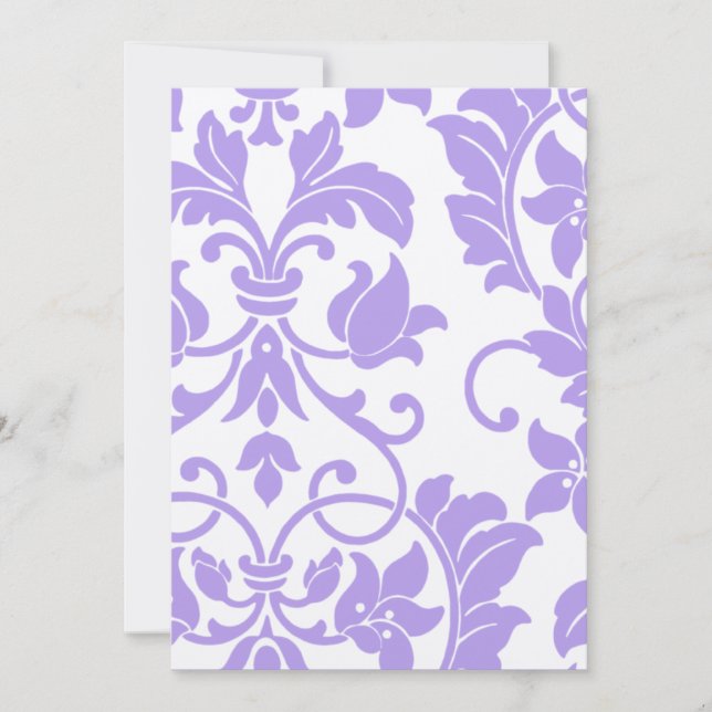 Invitation Bat Mitzvah Purple Damask (Front)