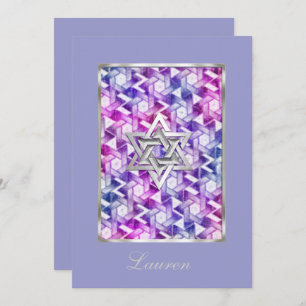 Invitation Bat Mitzvah Star of David Damask