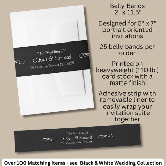Invitation Belly Band - Black White Infinity