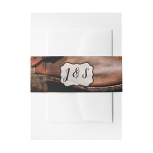 Invitation Belly Band Cowboy Boots Barn Wood Rusti