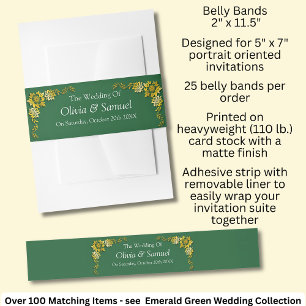 Invitation Belly Band - Emerald Green & Gold