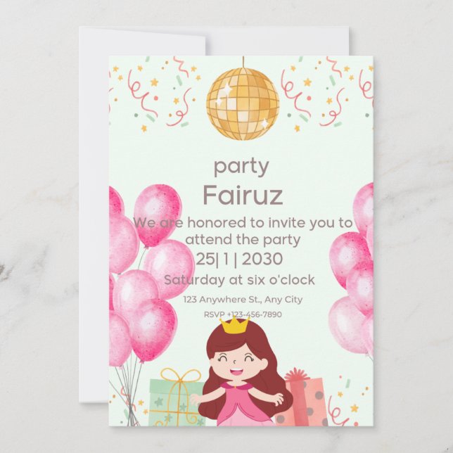 Invitation birthday  (Front)