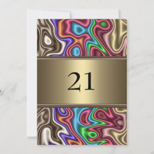 Invitation Birthday Abstract Colours Faux Silk