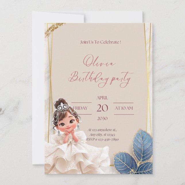 Invitation birthday for little princess (Front)
