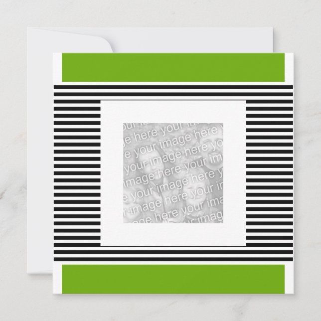 Invitation Birthday Lime Green Black Stripe Photo (Front)