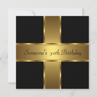 Invitation Birthday Party Black Gold 30th 40th 50