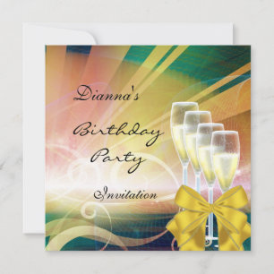 Invitation Birthday Party Elegant Modern Green Gol