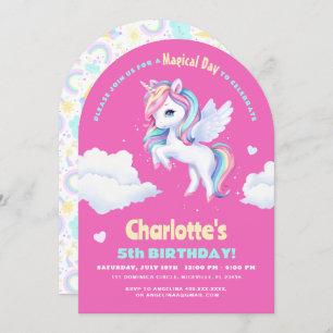 Invitation birthday party with unicorn.