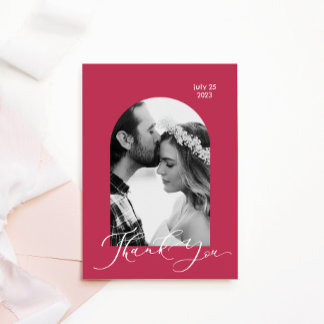 Invitation Black and white photo magenta colour