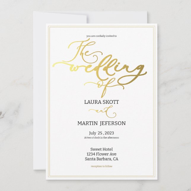 Invitation Black and white with golden script  (Front)