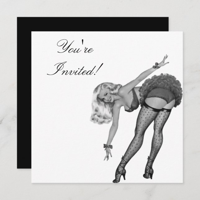 Invitation  Black & White Style Pin-Up Girl 19 (Front/Back)