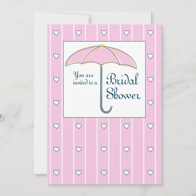 Invitation, Bridal Shower Pink Umbrella Invitation (Front)