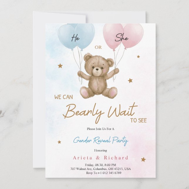 Invitation card for gender reveal party (Front)