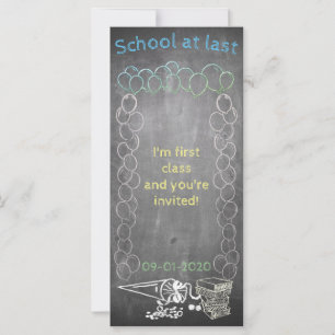 Invitation card to school enrolment on chalkboard