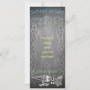 Invitation card to school enrolment on chalkboard