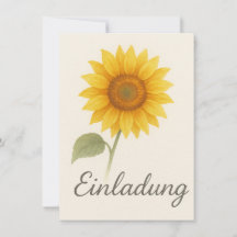 Invitation card with bright sunflower