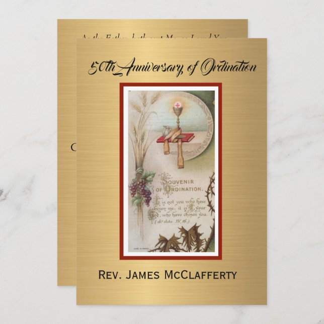 Invitation Catholic Priest Ordination Anniversary (Front/Back)