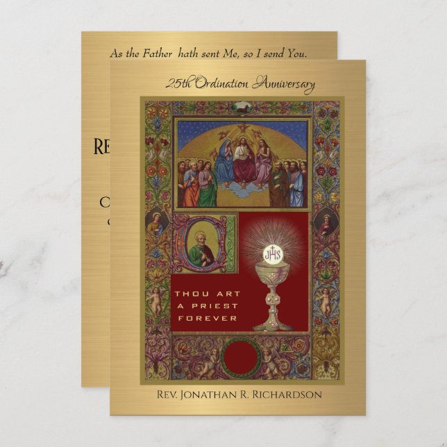 Invitation Catholic Priest Ordination Anniversary (Front/Back)