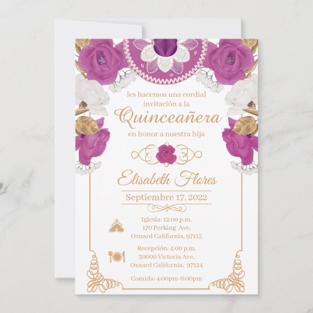 Invitation Charro Invitation, Lila, Black and Gold (Front)