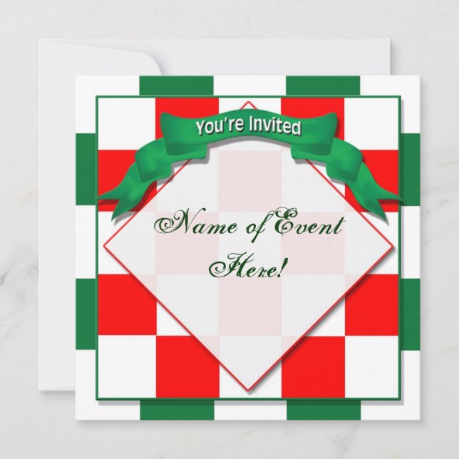 Invitation -  - Chequered Red/Green (Front)