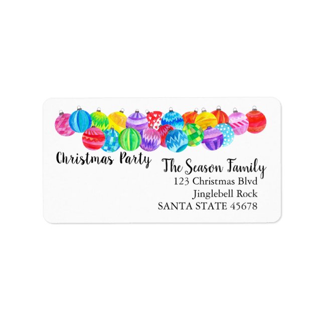 Invitation Christmas Party watercolor label (Front)