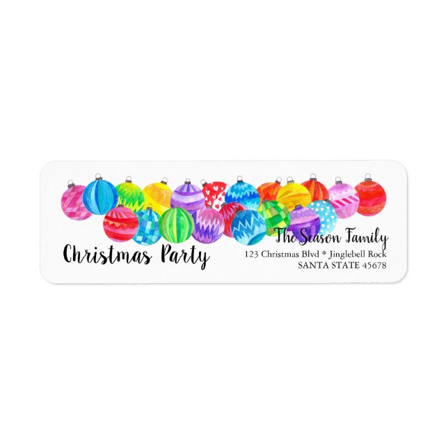Invitation Christmas Party watercolor label (Front)