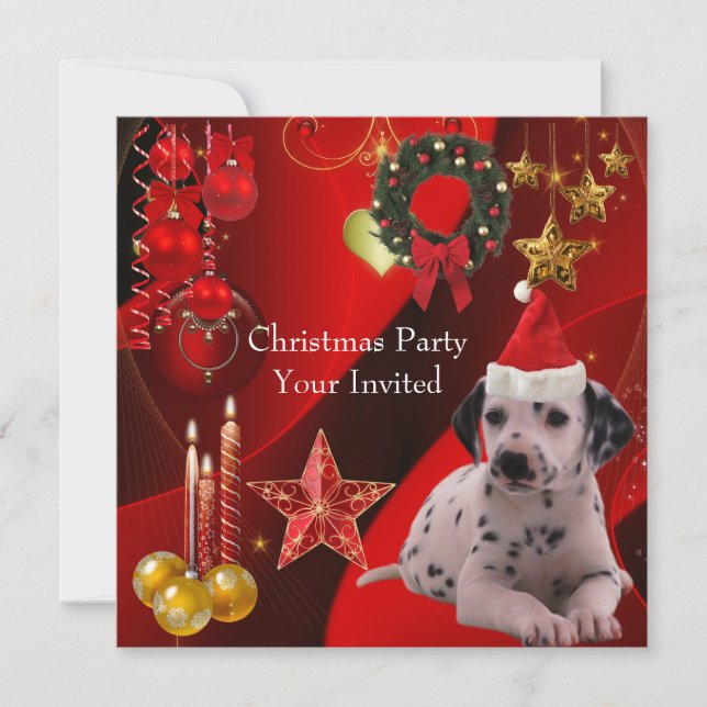 Invitation Christmas Party Xmas Dog Hat (Front)