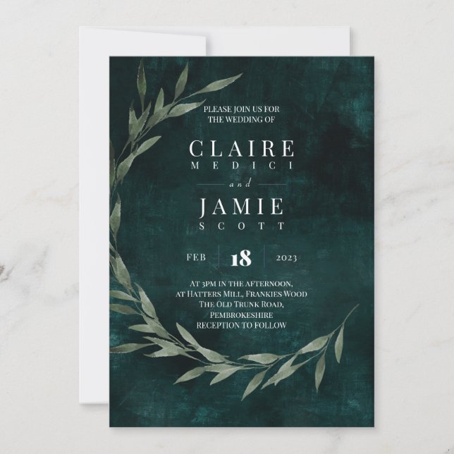 INVITATION - CLASSIC  'GREEN RUSTIC' (Front)