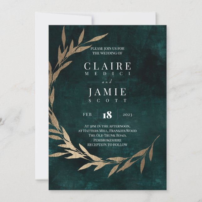 INVITATION - CLASSIC  'GREEN RUSTIC' (Front)