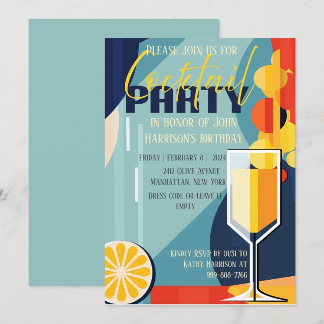 Invitation cocktail party (Front/Back)