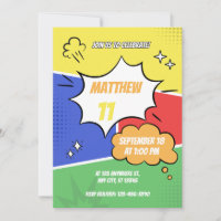 Invitation - Comic Book Style - Customise Name Age