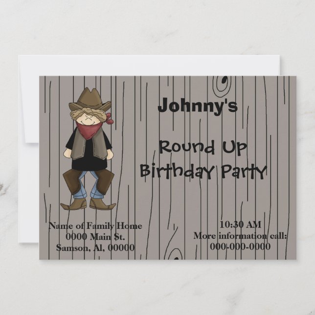 Invitation-Cowboy Birthday Party Invitation (Front)