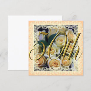 Invitation - Creamy Yellow Roses in Lace