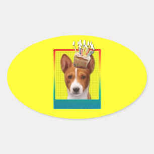 Invitation Cupcake - Basenji Oval Sticker