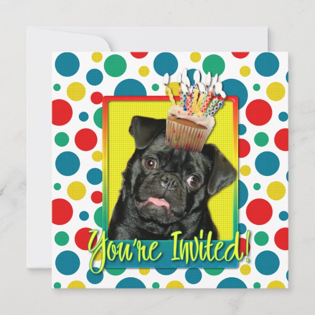 Invitation Cupcake - Pug - Ruffy (Front)
