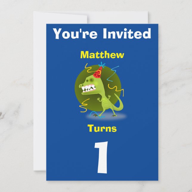 Invitation Custom Dinosaur- Birthday-add name/age (Front)