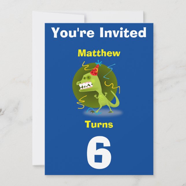 Invitation Custom Dinosaur- Birthday-add name/age (Front)