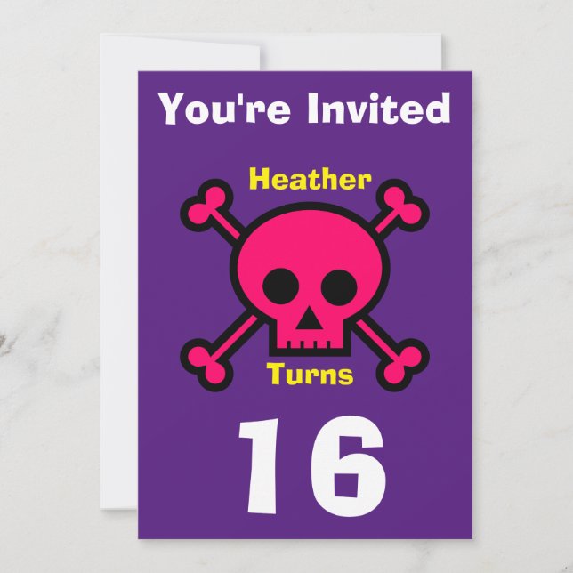 Invitation Custom Skull- Birthday-add name/age (Front)