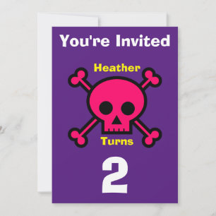 Invitation Custom Skull- Birthday-add name/age