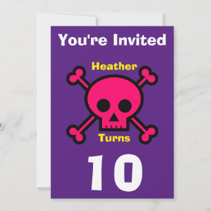 Invitation Custom Skull- Birthday-add name/age