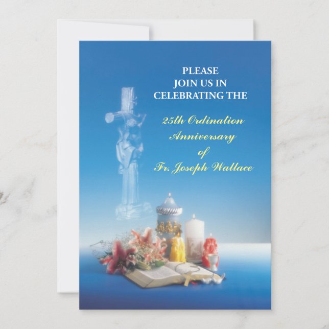 Invitation Customisable Year, Name 25th Ordination (Front)