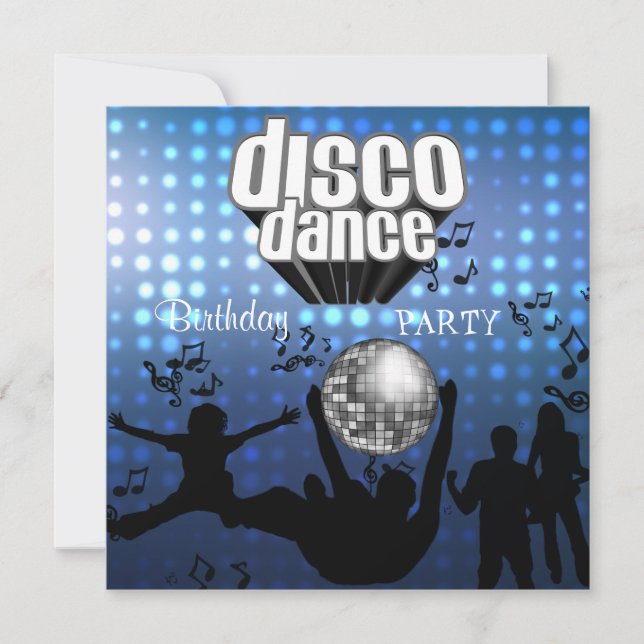 Invitation Disco Dance Birthday Party Retro (Front)